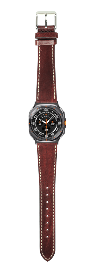 [Galaxy Watch 7 Ultra] Vintage Leather - Smoked Dark Brown | Contrast Stitching