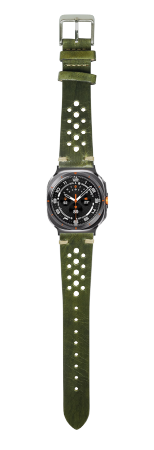 [Galaxy Watch 7 Ultra] Vintage Rally Leather - Burnished Amazon Green