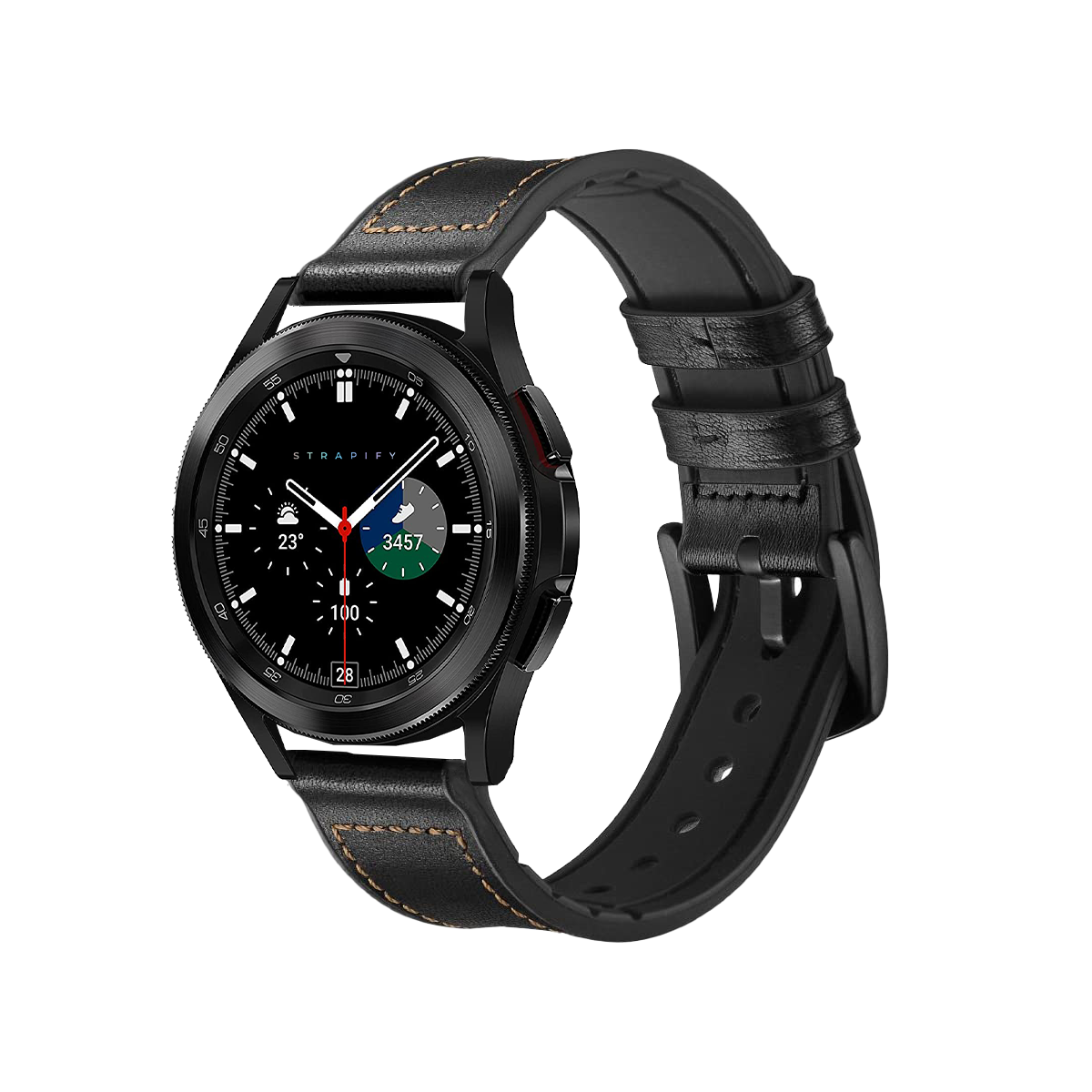 [Galaxy Watch 7 Ultra] Leather Hybrid - Black | Brown Stitching