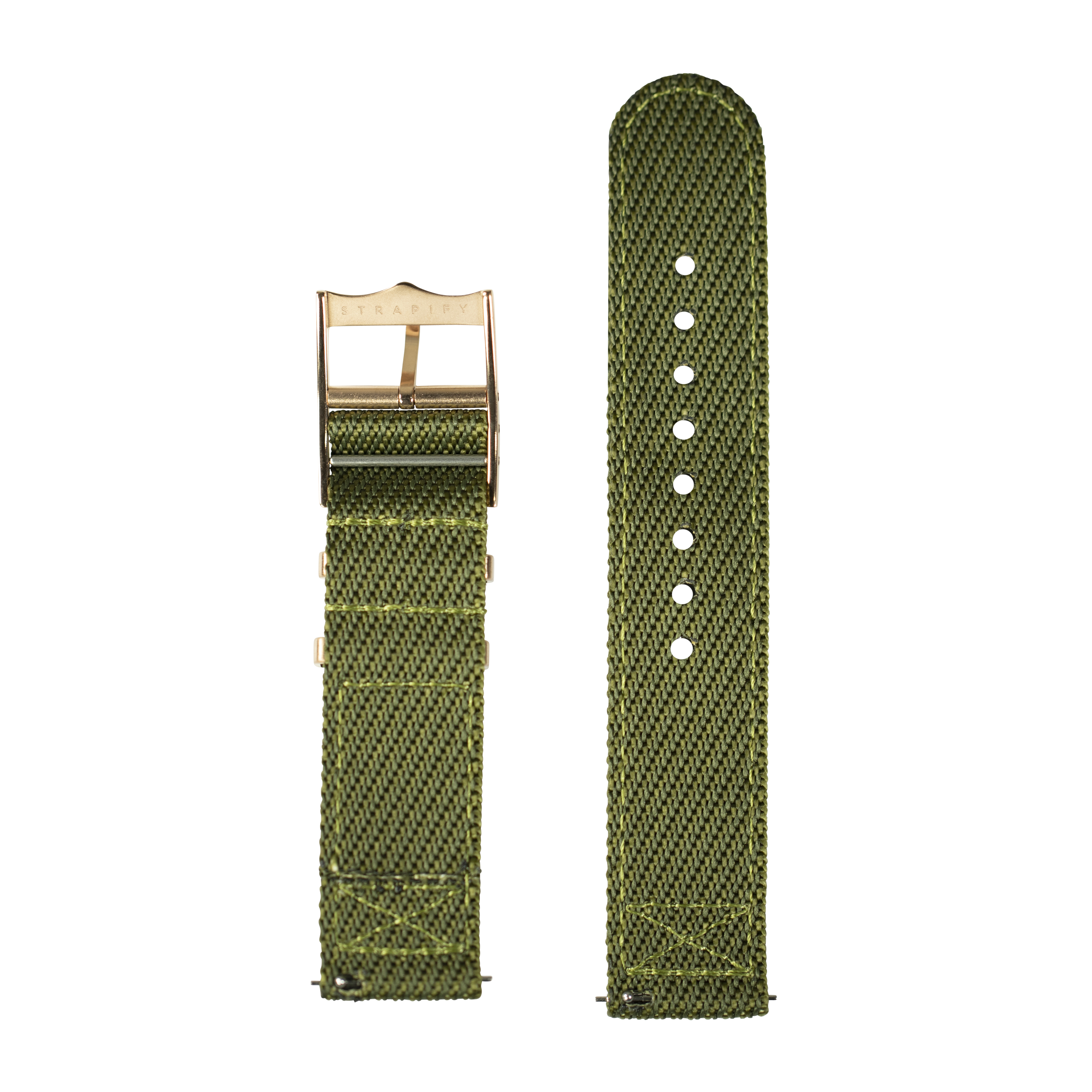 [Fitbit Versa 3 & 4/Sense 1 & 2] Cross Militex - Army Green [Rose Gold Hardware]