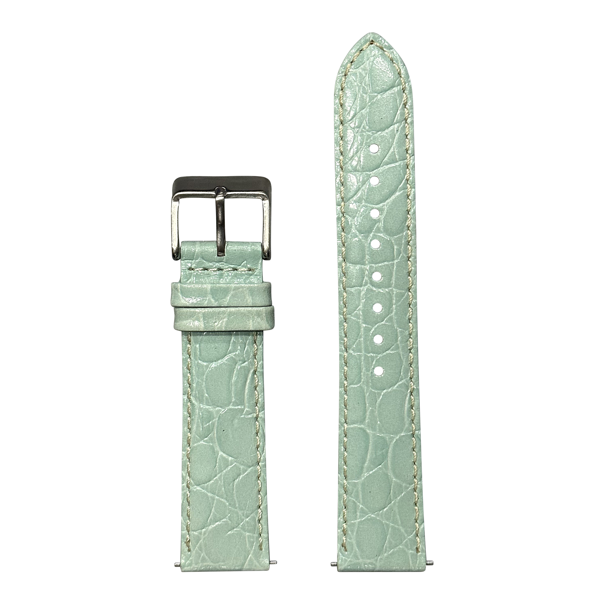 [Galaxy Watch 7 Ultra] Alligator Leather - Light Tiffany Blue | White Stitching