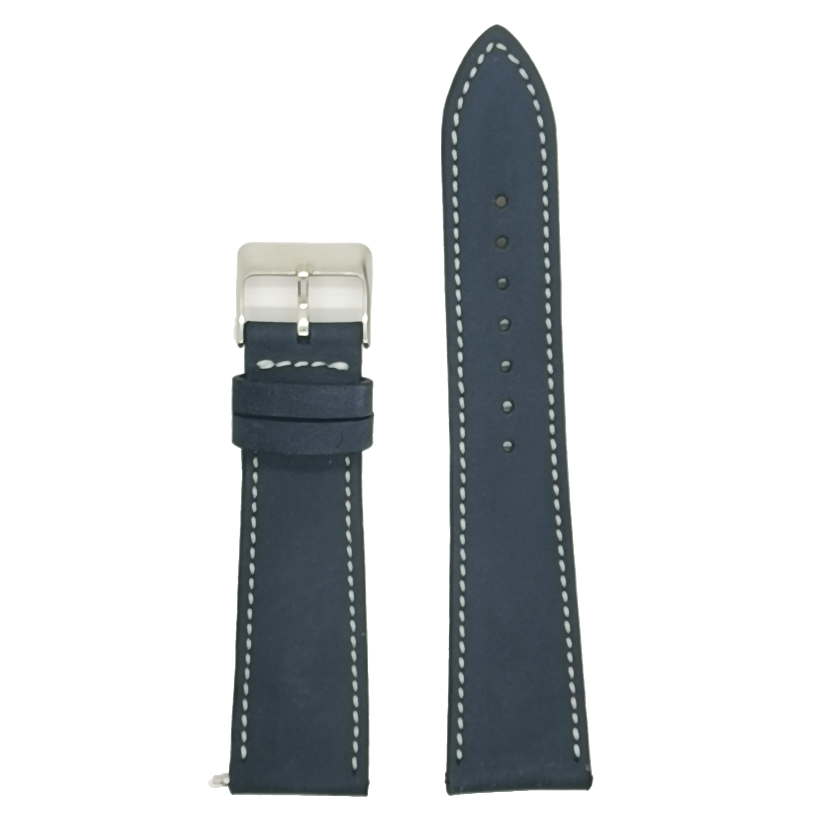 [Fitbit Versa 3 & 4/Sense 1 & 2] Nubuck Leather - Navy Blue | White Stitching