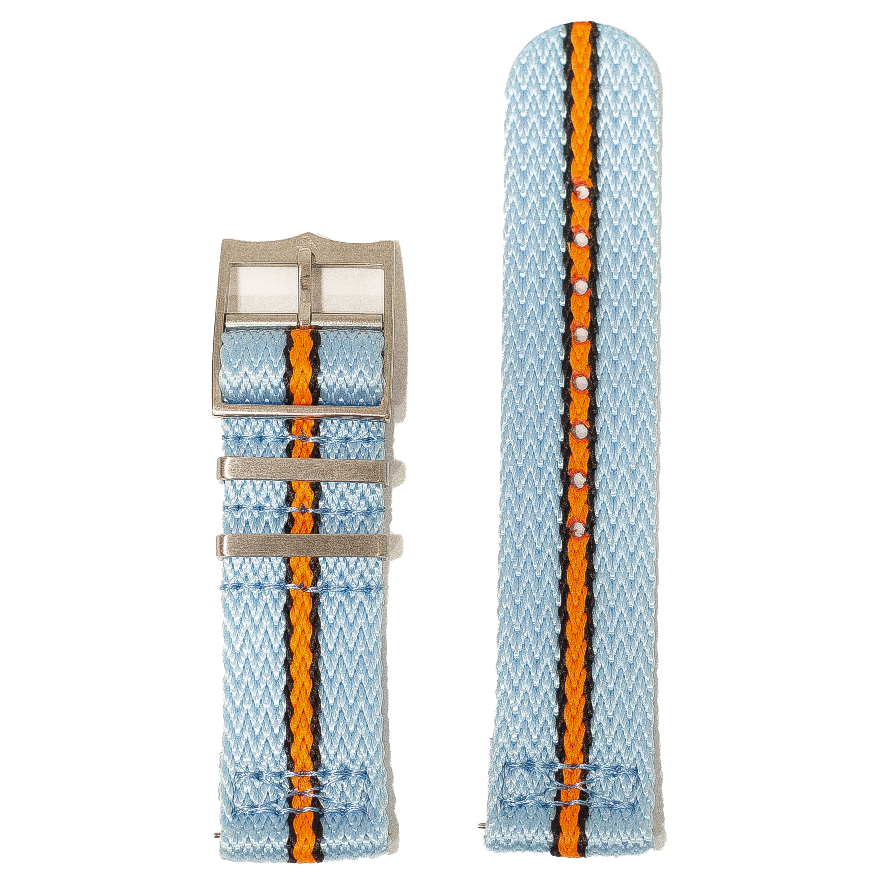 [Fitbit Versa 3 & 4/Sense 1 & 2] Sharktooth Militex - Sky Blue / Black / Orange