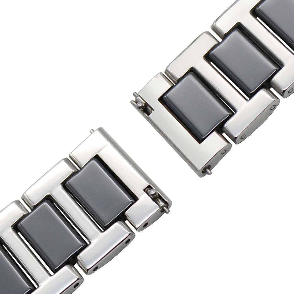 [Fitbit Versa 3 & 4/Sense 1 & 2] Ceramic Bracelet - Silver / Black