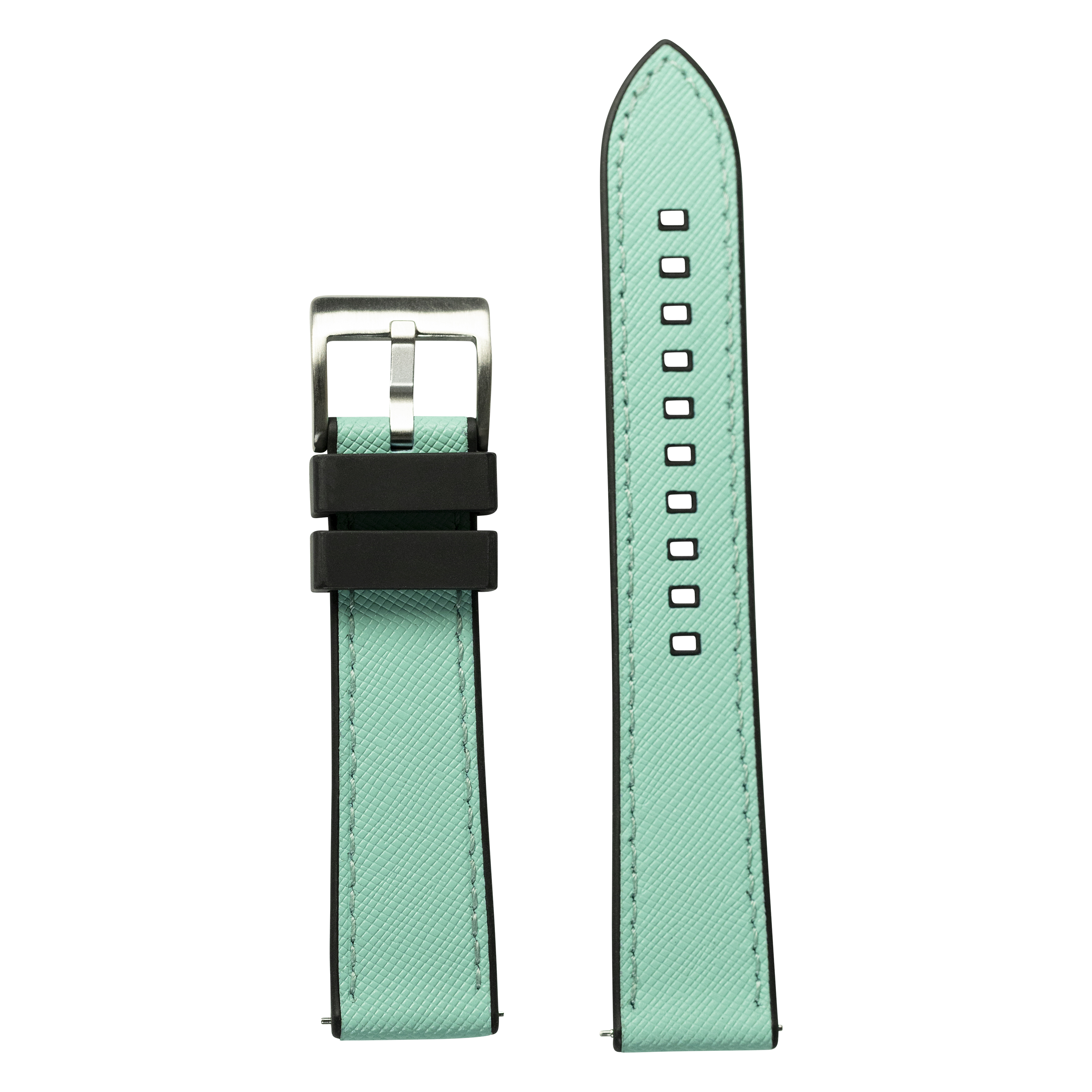 [Fitbit Versa 3 & 4/Sense 1 & 2] Saffiano Leather & FKM Rubber Hybrid