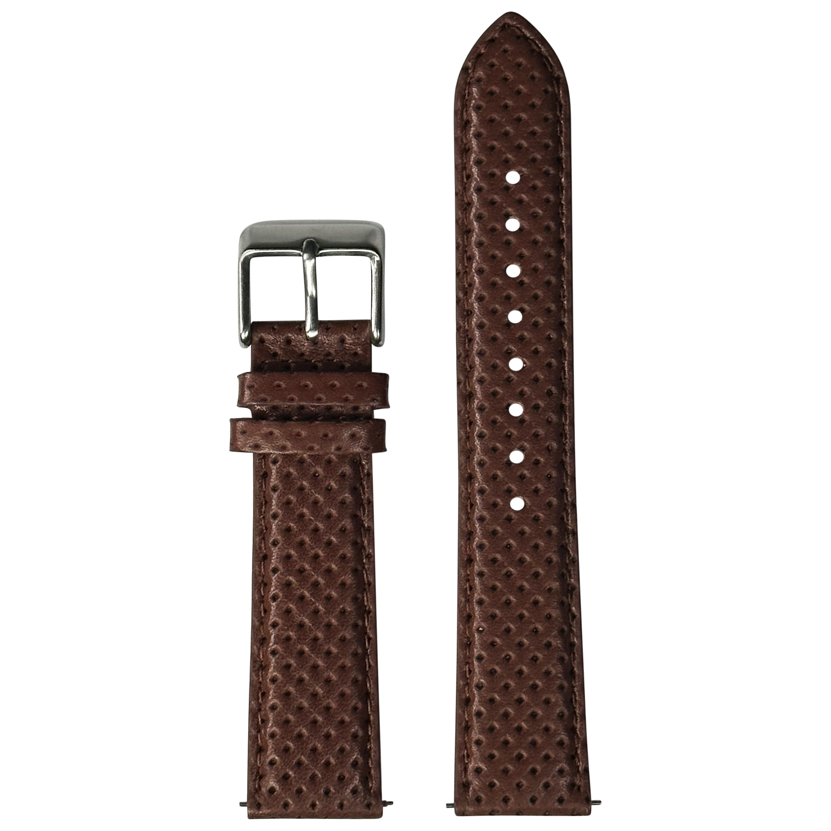 [Fitbit Versa 3 & 4/Sense 1 & 2] Perforated Racing Leather Straps - Brown