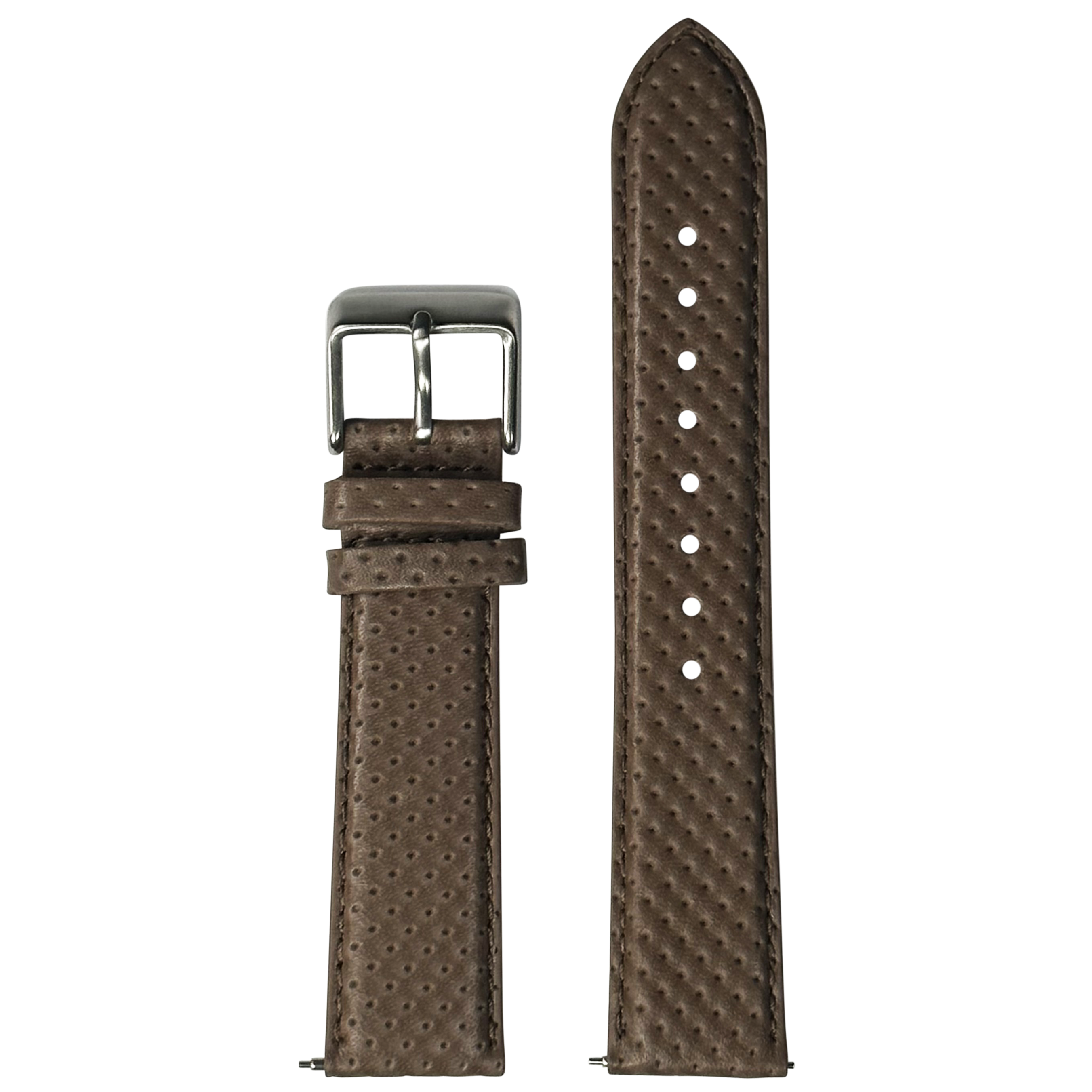 [Fitbit Versa 3 & 4/Sense 1 & 2] Perforated Racing Leather Straps - Ivory Brown