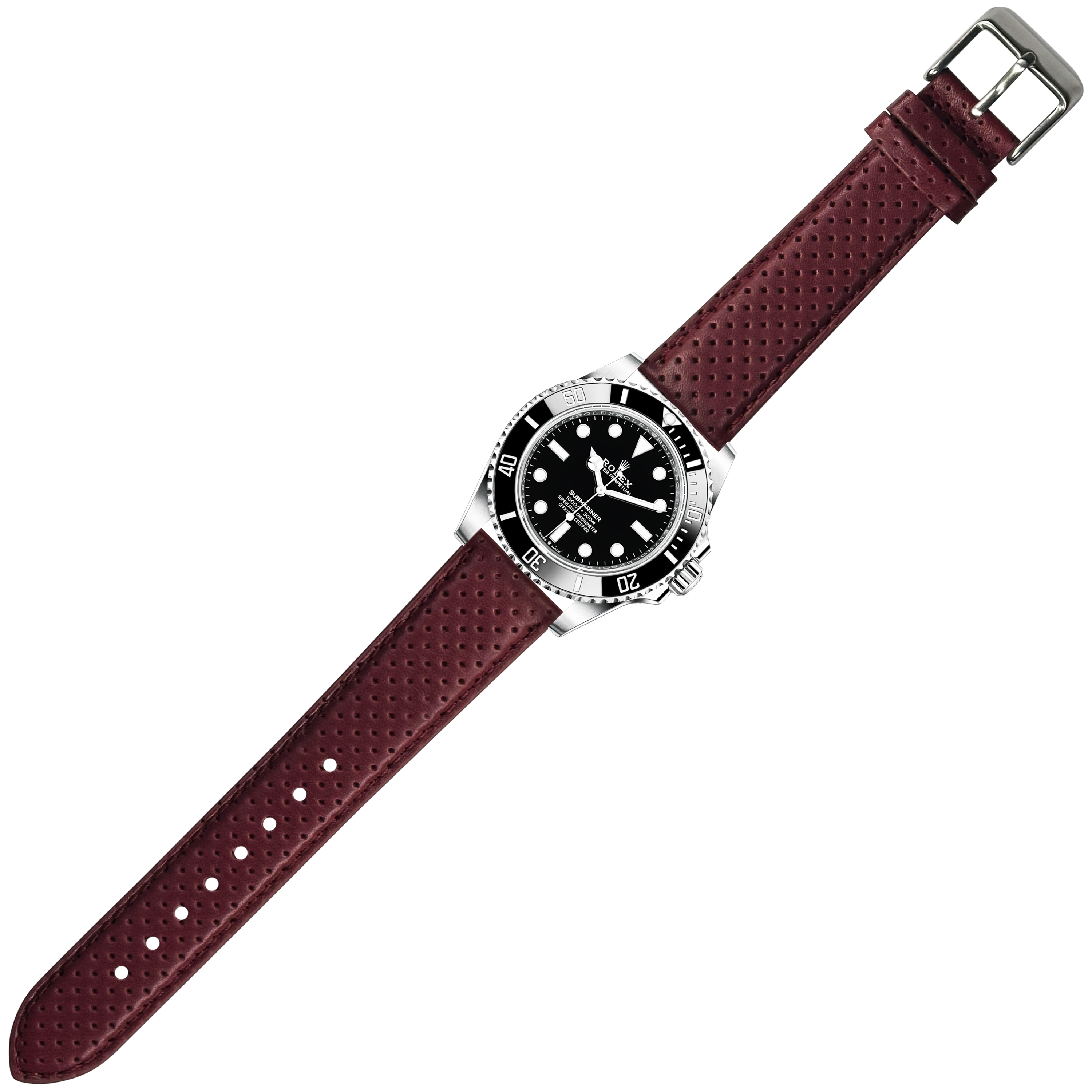 [Fitbit Versa 3 & 4/Sense 1 & 2] Perforated Racing Leather Straps - Maroon