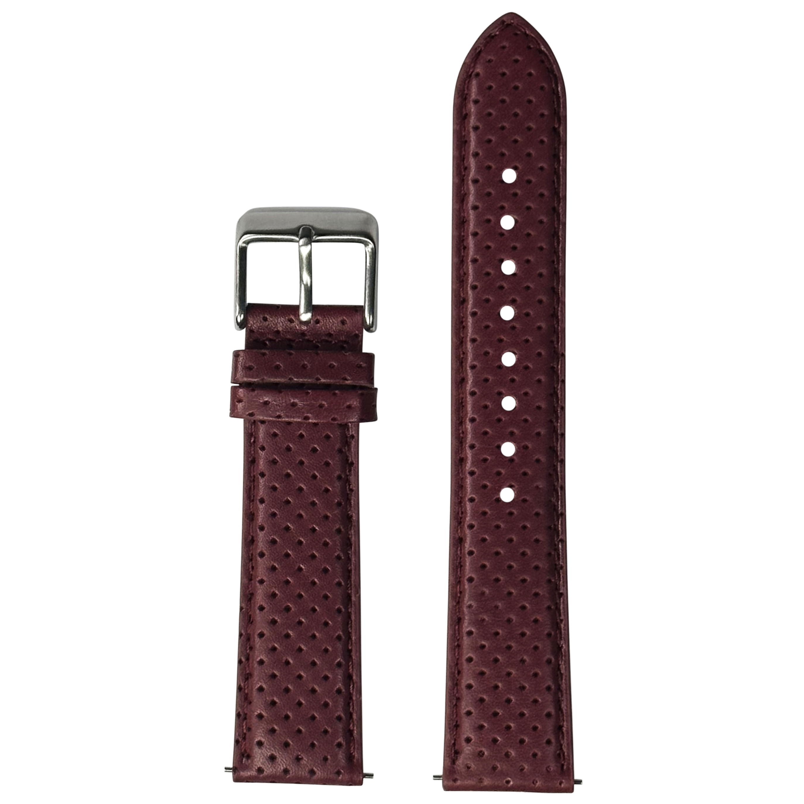 [Fitbit Versa 3 & 4/Sense 1 & 2] Perforated Racing Leather Straps - Maroon