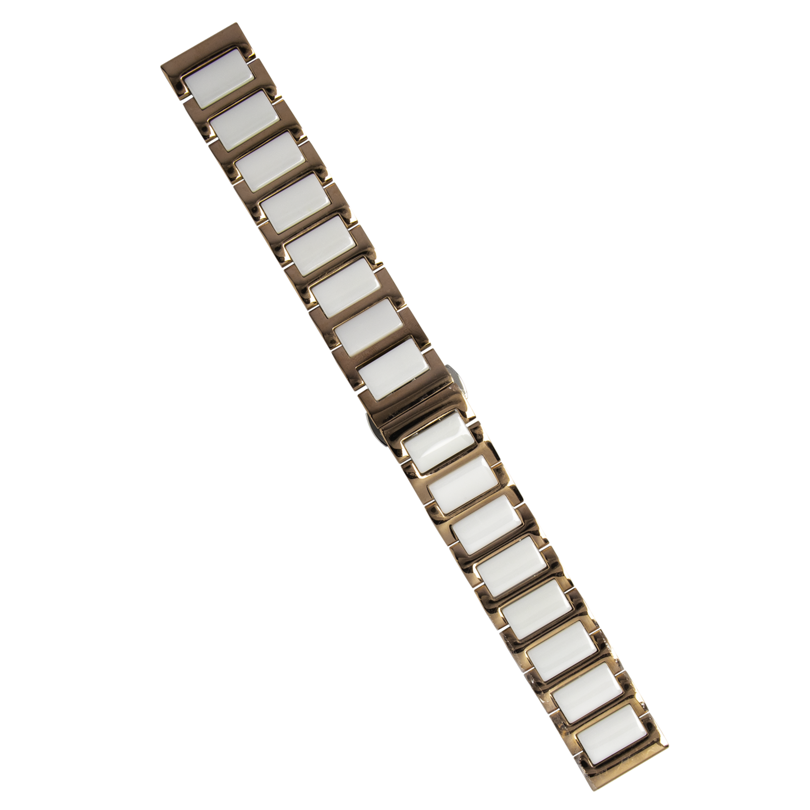 [QuickFit] Ceramic Bracelet - Rose Gold / White - Deployant Clasp 20mm