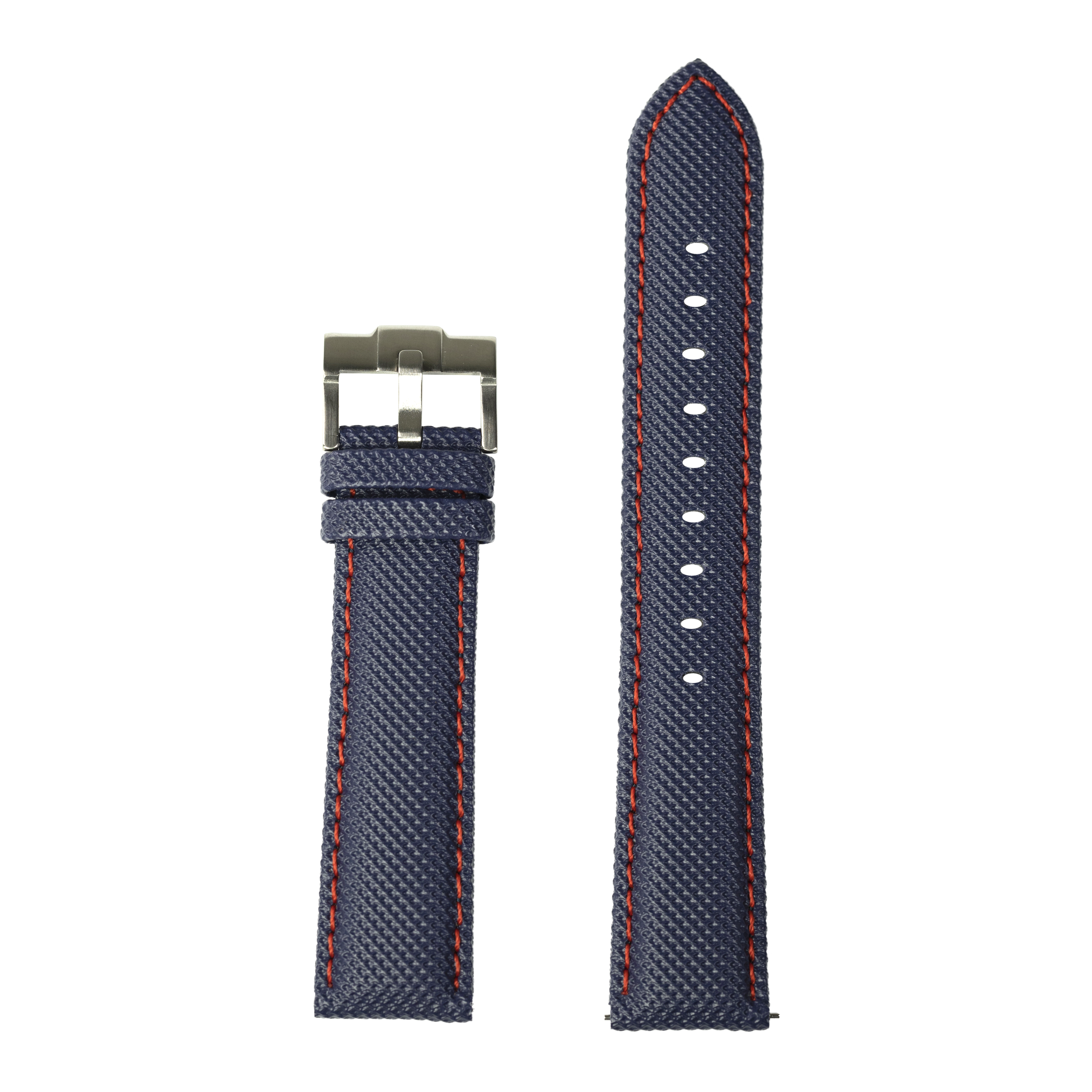 [Apple Watch] Sailcloth - Navy Blue | Red Stitching