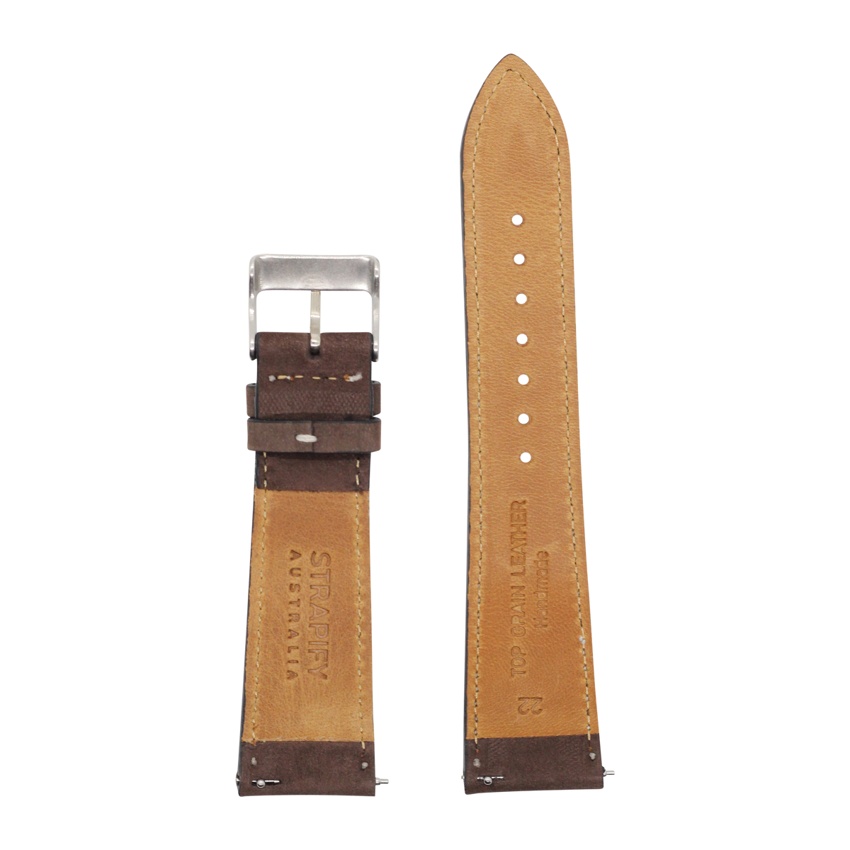 Dark Brown Nubuck Leather Watch Strap Replacement - Top-Grain Leather#R ...