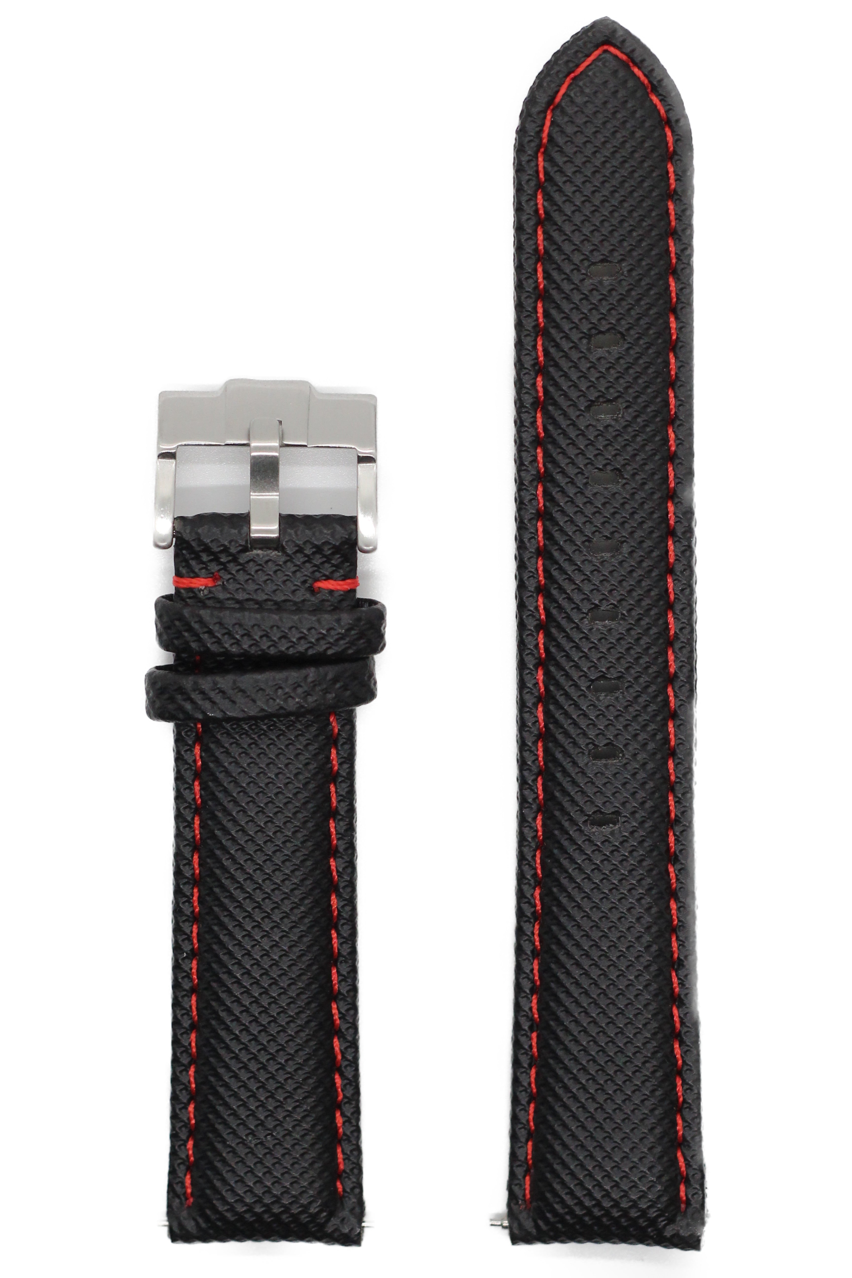 [Apple Watch] Sailcloth - Black | Red Stitching