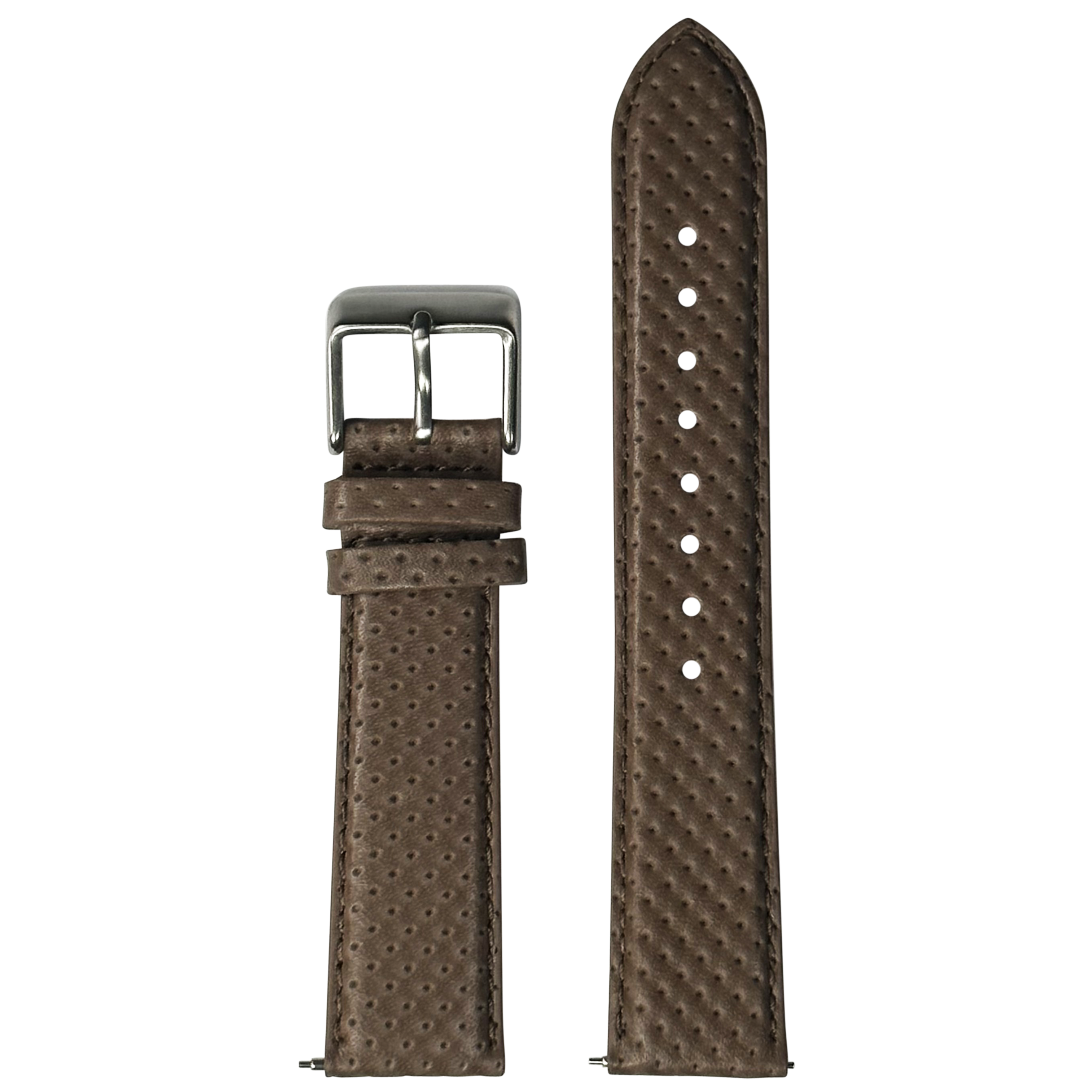 [QuickFit] Perforated Racing Leather Straps - Ivory Brown 22mm